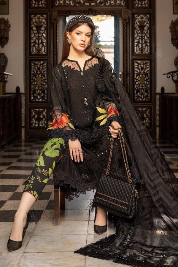 Maria.B D-2408-B Embroidered Luxury Lawn 3pc Suit Collection 2024