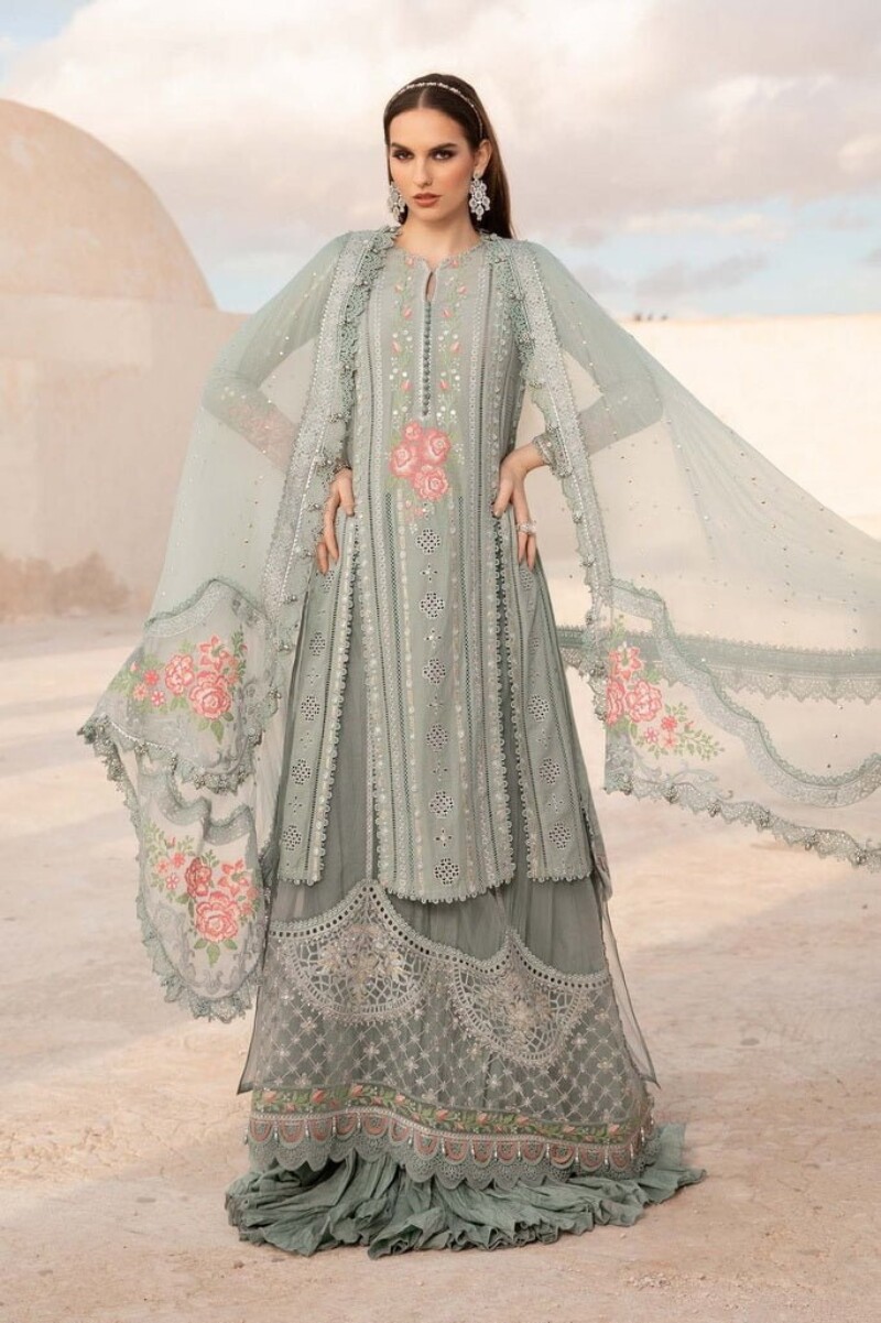 Maria.B D-2412-B Embroidered Luxury Lawn 3pc Suit Collection 2024