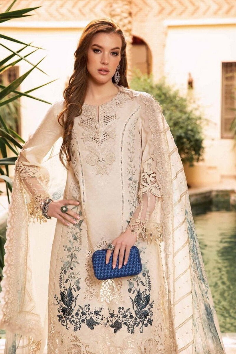 Maria.B D-2414-B Embroidered Luxury Lawn 3pc Suit Collection 2024