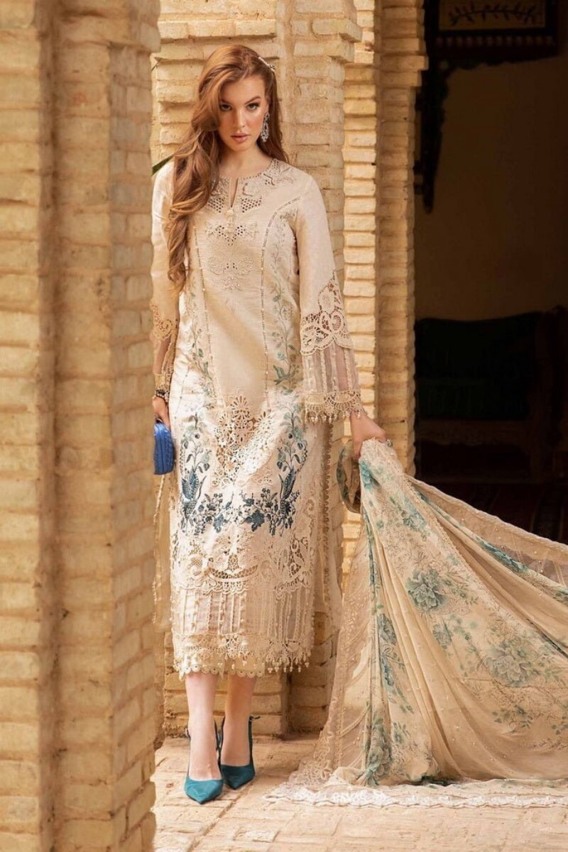 Maria.B D-2414-B Embroidered Luxury Lawn 3pc Suit Collection 2024