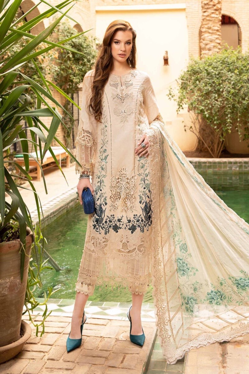 product Maria B Embroidered Lawn D-2414-B 3 Piece Suit Cultural Outfit 2024