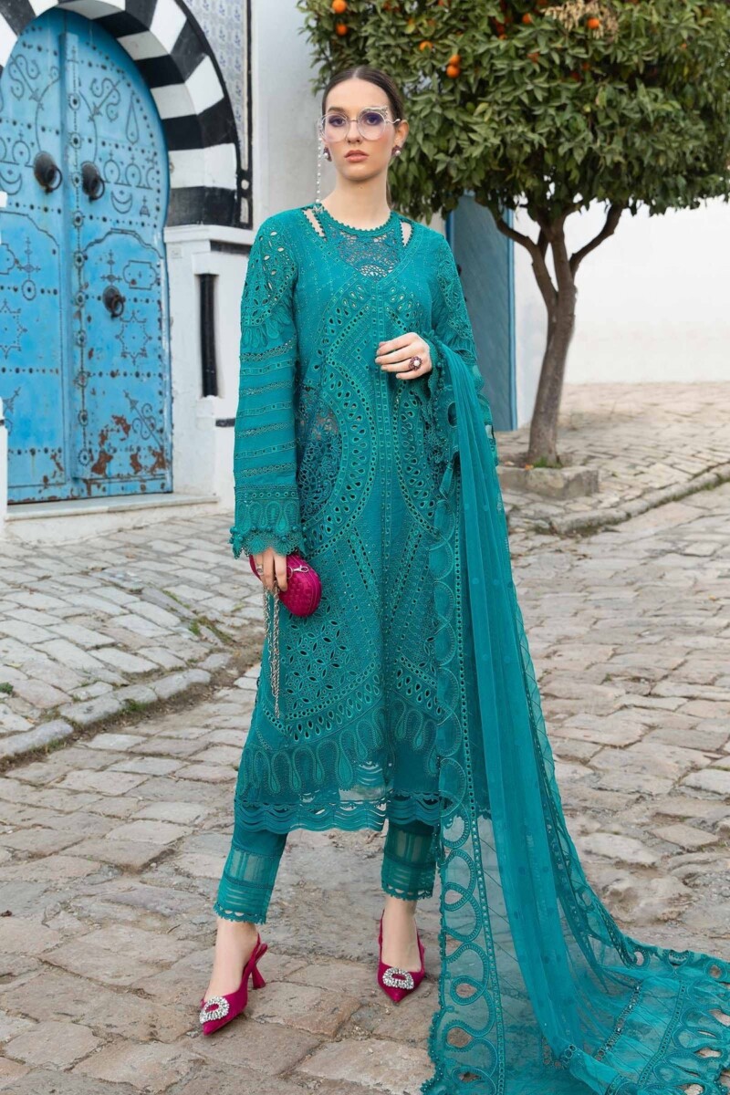 product Maria B Embroidered Lawn D-2402-A 3 Piece Suit Cultural Outfit 2024