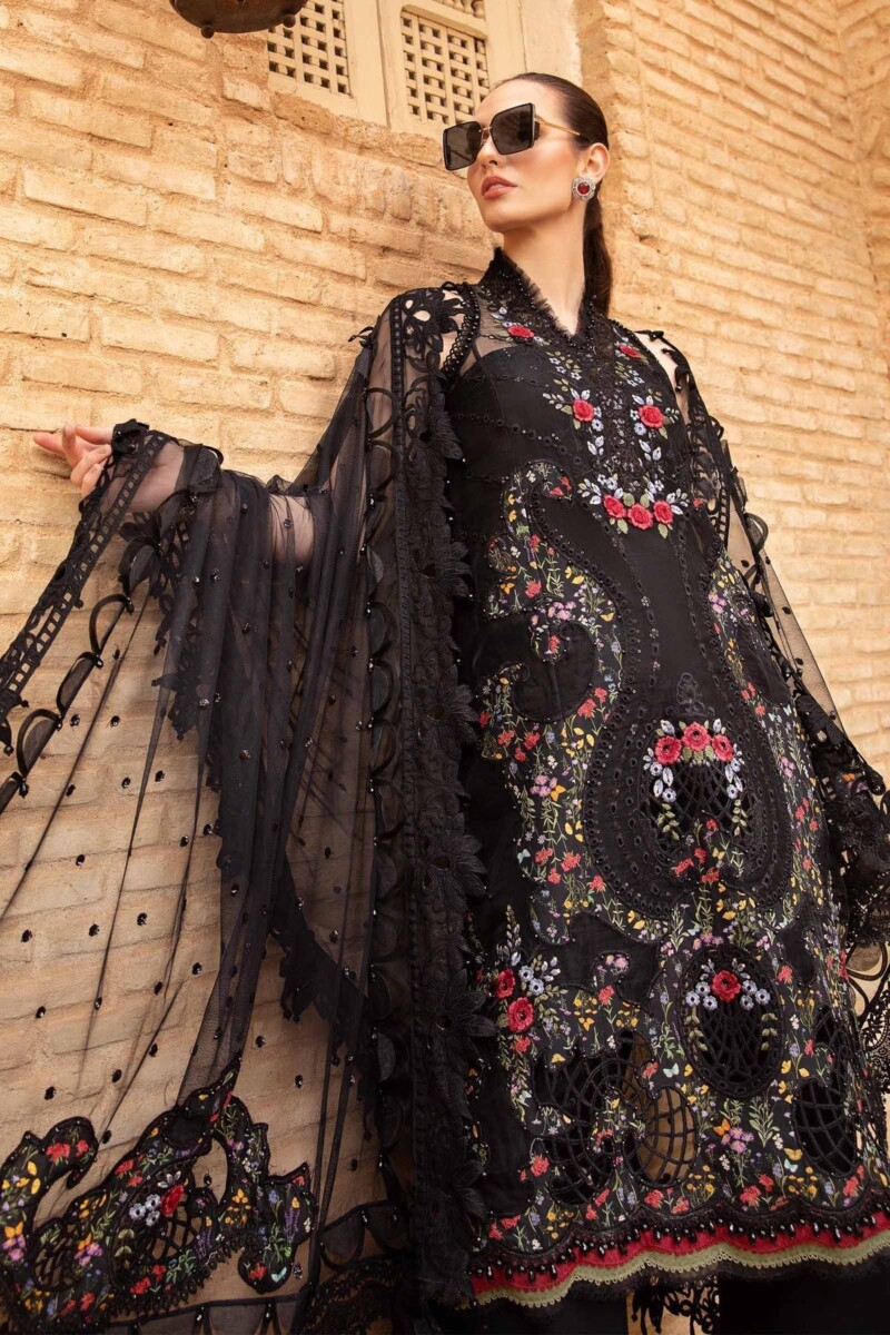 product Maria B Embroidered Lawn D-2405-B 3 Piece Suit Cultural Outfit 2024