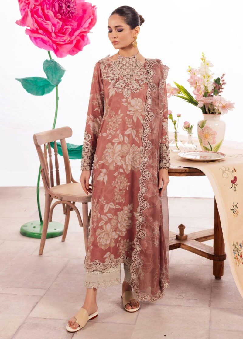 Iznik Dahlia Dl-12 Saffron Embroidered Luxury Lawn 3pc Suit Collection 2024