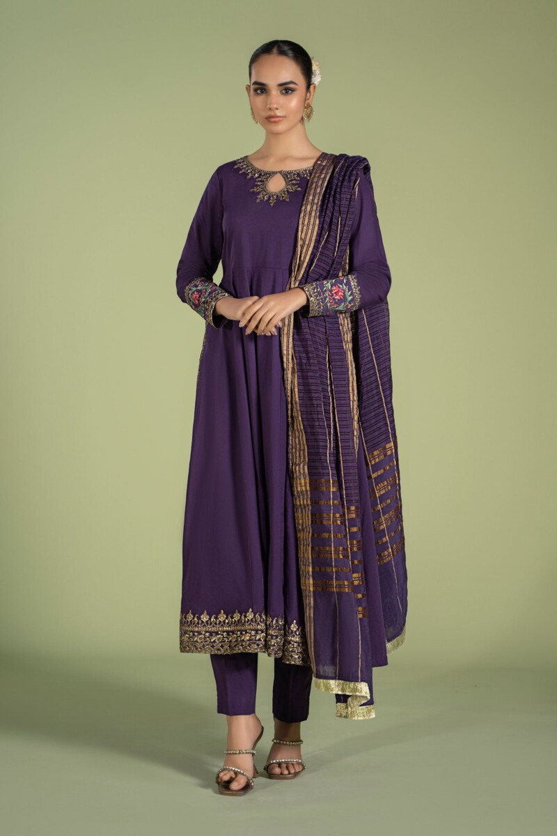 Maria B 3 Piece Dyed Lawn Suit Dw-Ef24-115 Casuals