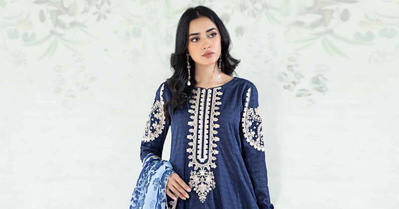 Maria B 3 Piece Dyed Jacquard Lawn Suit Dw-Ea24-34 Casuals