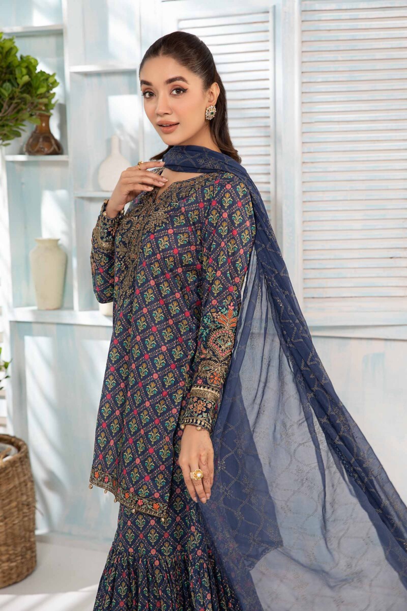 Maria B 3 Piece Printed Lawn Suit Dw-Ea24-71 Casuals