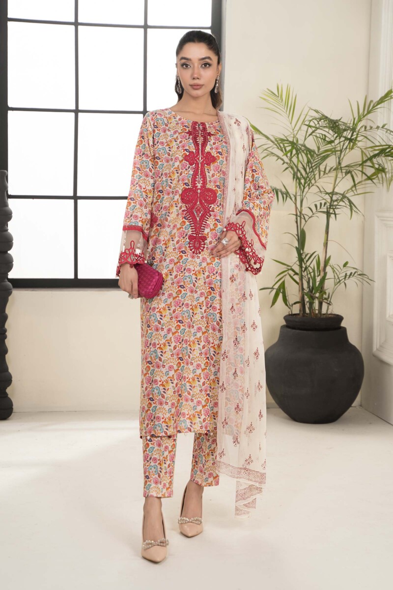 Maria B 3 Piece Embroidered Lawn Suit Dw-Ef24-112 Luxury Pret