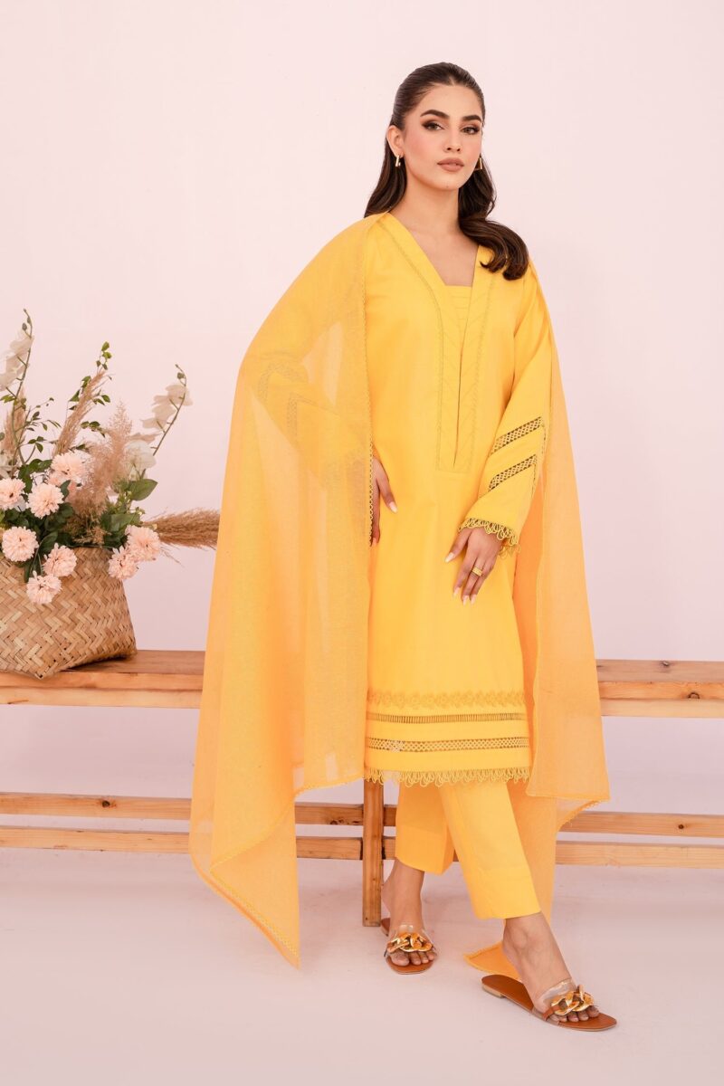 Hana Sunshine Sartorial Stitched Saffron Sartorial Stitched Summer Solids 3pc Collection 2024