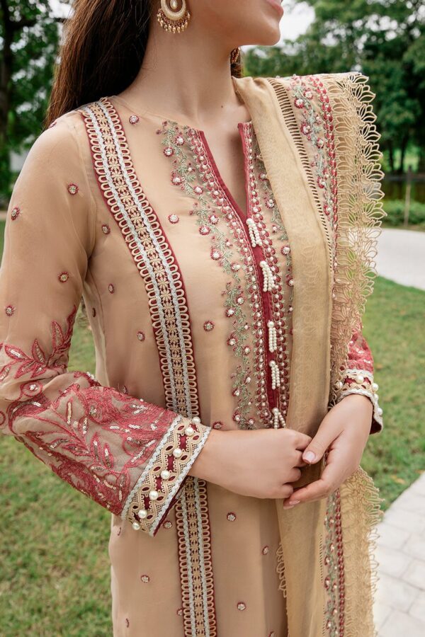 Saad Shaikh Fleurie - Sea Sand Fleurie Luxury Embroidered Organza Suit Collection 2024
