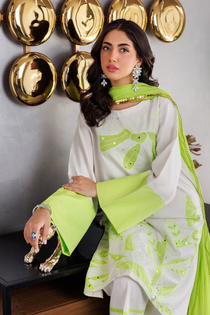 product Charizma 3 Pc Embroidered Cotton Shirt With Chiffon Dupatta And Trouser Ed 4 035