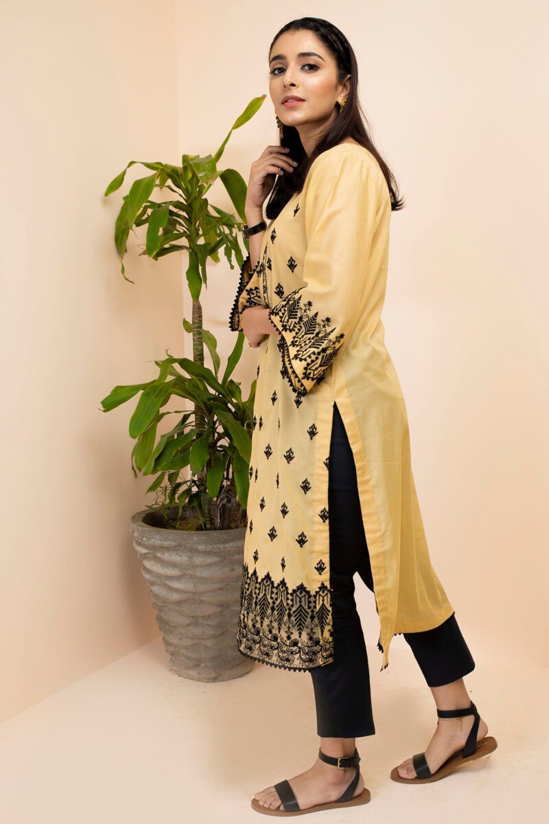 Motifz 2484-BAIGE-PALM EMBROIDERED LAWN STITCHED Casuals