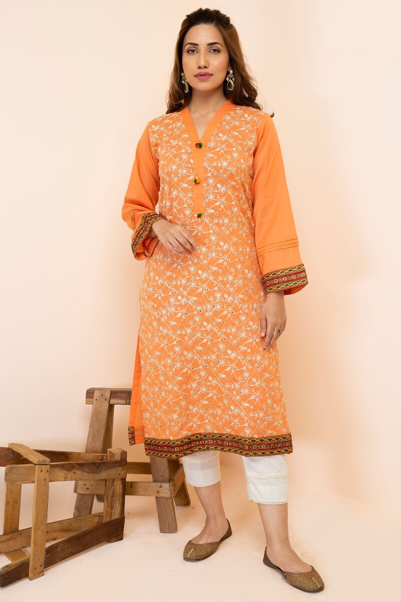 Motifz 2490-RUSTY-SIDES EMBROIDERED LAWN STITCHED Casuals