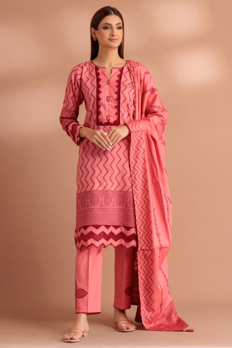 product Bonanza Satrangi Pink Jacquard 3 Piece Pwj3233p13 Festive Pret 2024