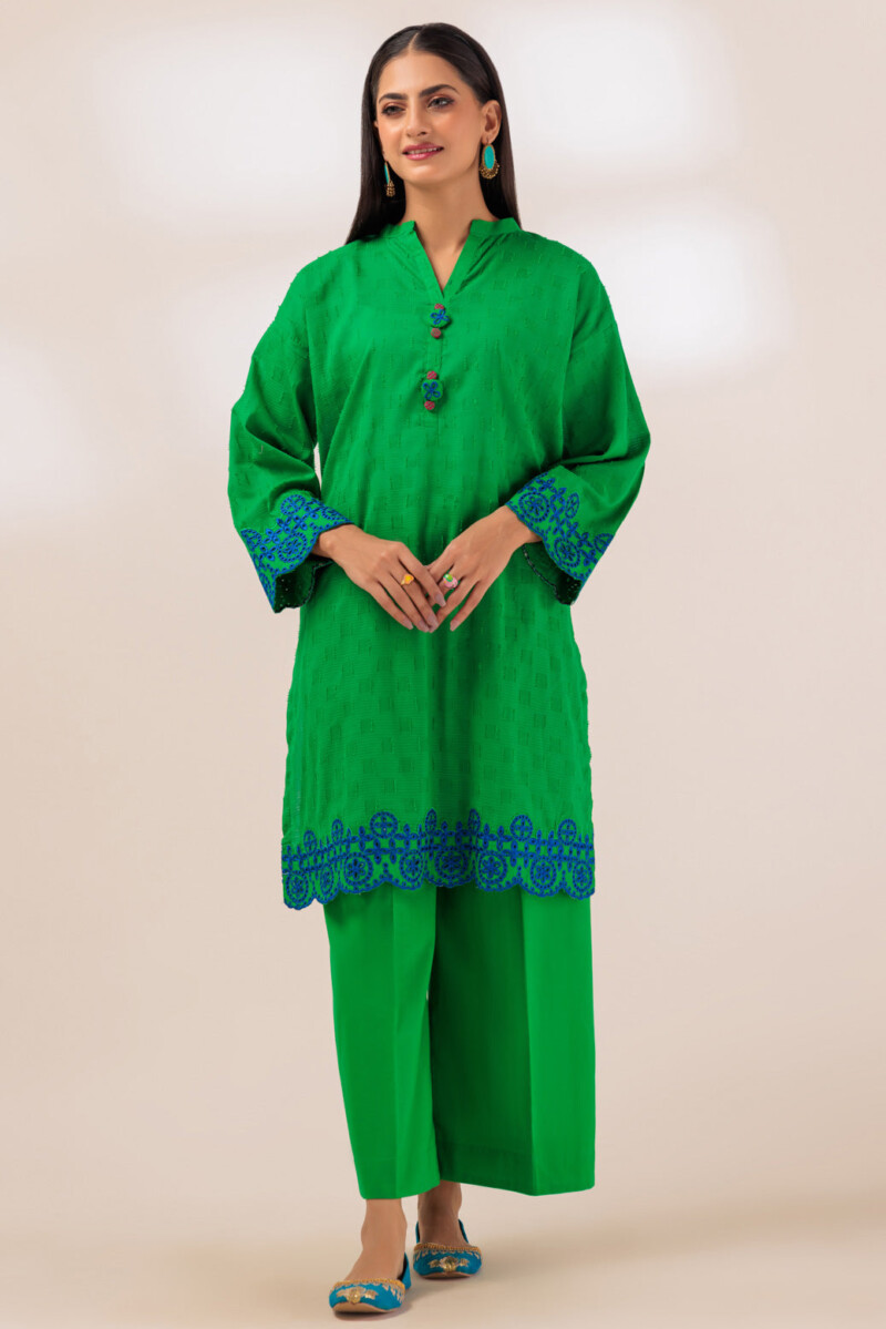 product Bonanza Satrangi Green Jacquard 2 Piece Pws6232p20 Co Ord Sets