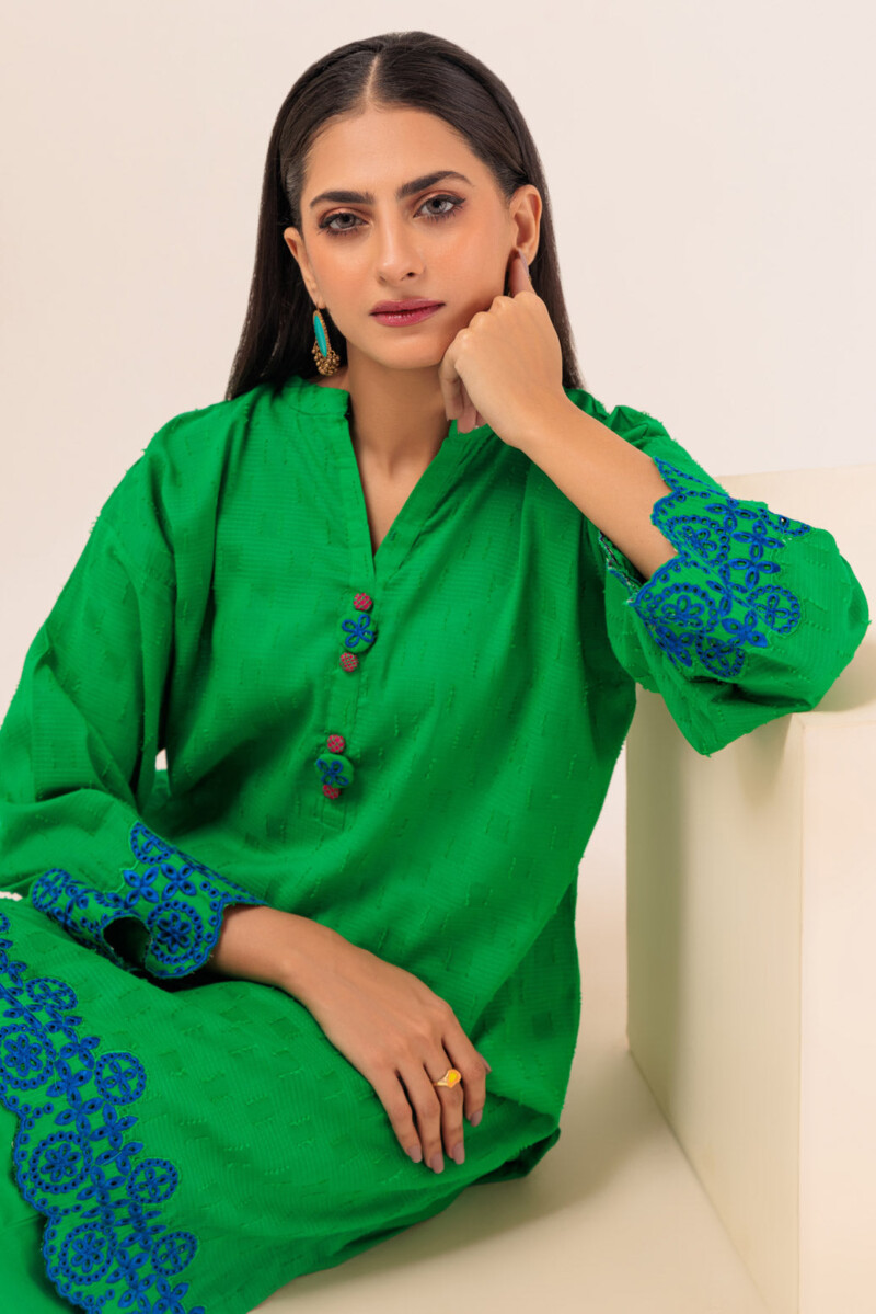 product Bonanza Satrangi Green Jacquard 2 Piece Pws6232p20 Co Ord Sets