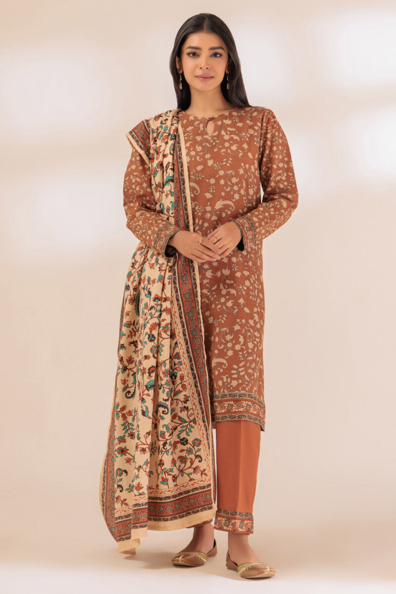 product Bonanza Satrangi Brown Khaddar 3 Piece Pws6233p08 Festive Pret 2024