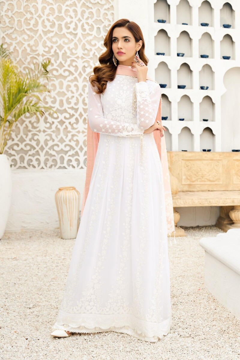 product Alizeh Af Ch 2038 Peach Pearl Embroidered Chiffon