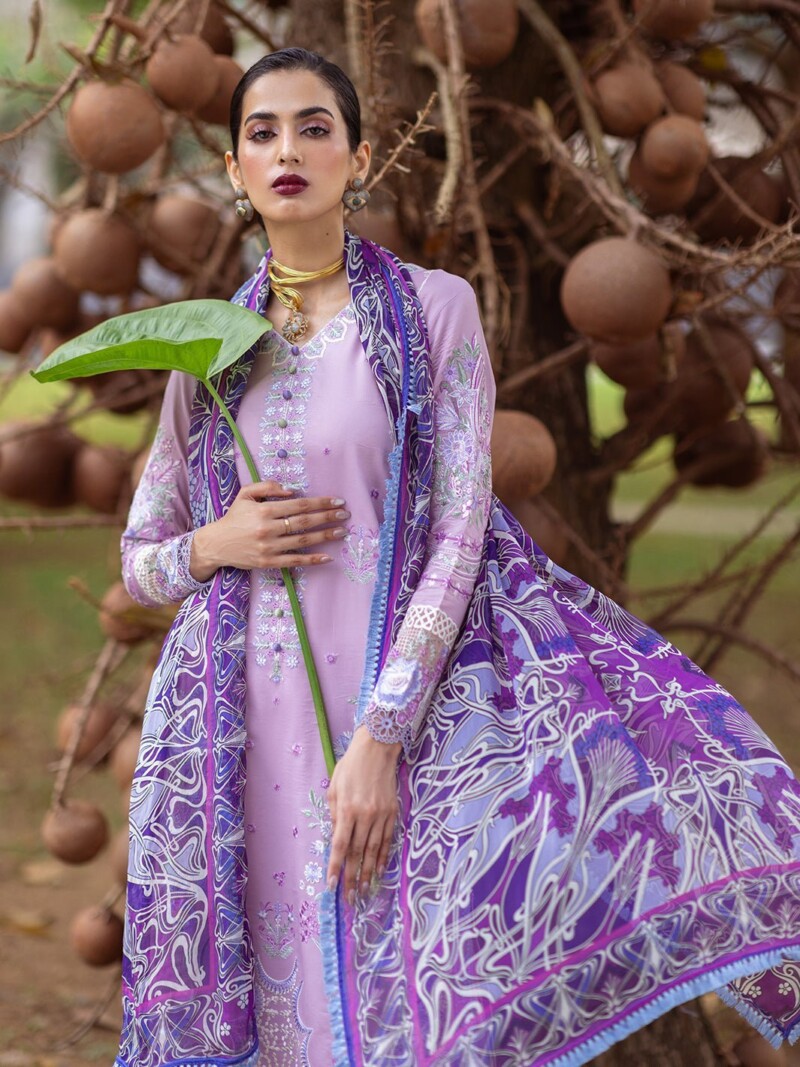 product Roheenaz Dahlia Rnz-06a Hyacinth Embroidered Lawn 3pc Suit Collection 2024