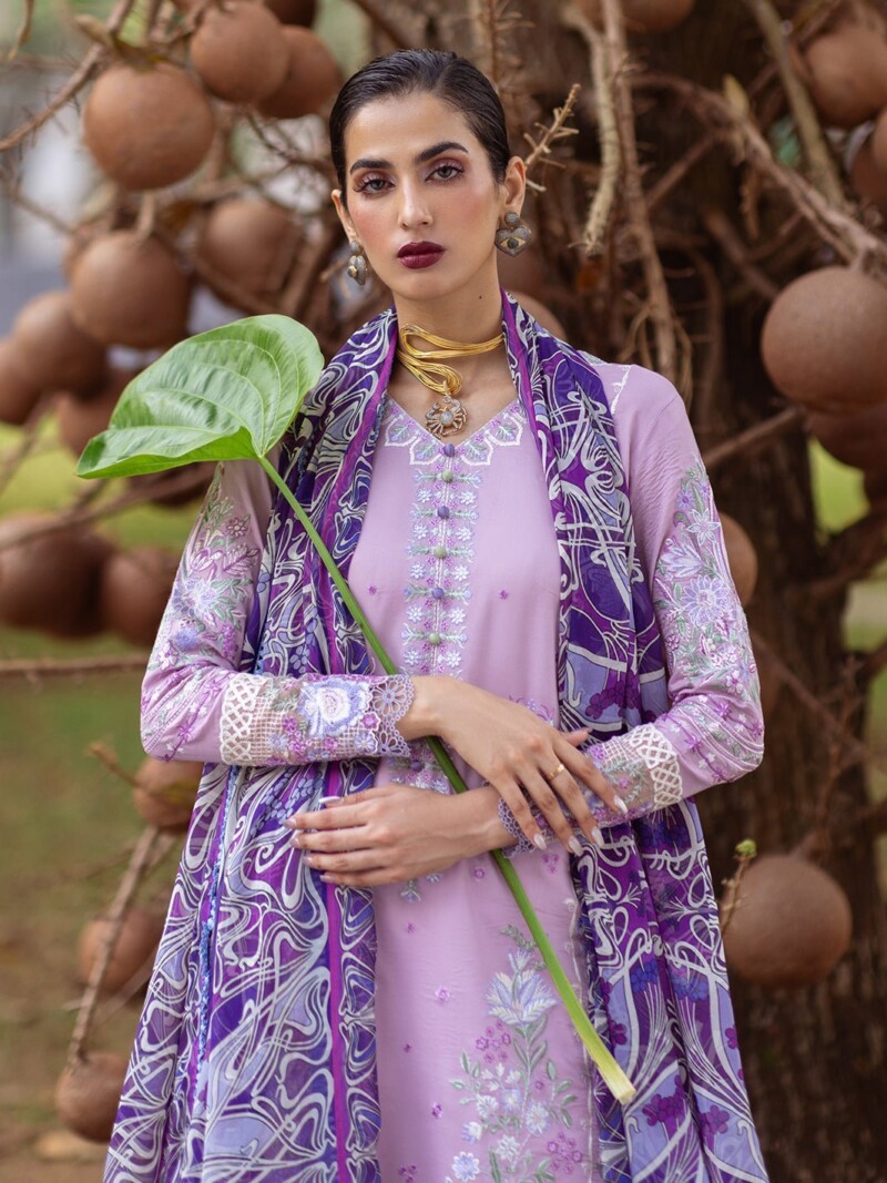 product Roheenaz Dahlia Rnz-06a Hyacinth Embroidered Lawn 3pc Suit Collection 2024