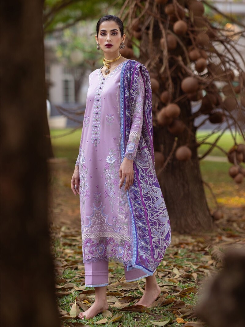 product Roheenaz Dahlia Rnz-06a Hyacinth Embroidered Lawn 3pc Suit Collection 2024