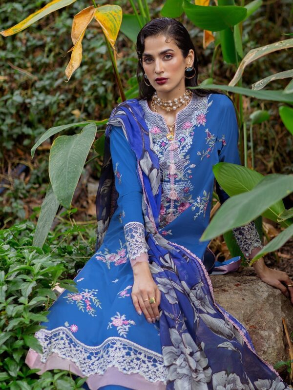 Roheenaz Dahlia Rnz-07a Bluebell Embroidered Lawn 3pc Suit Collection 2024