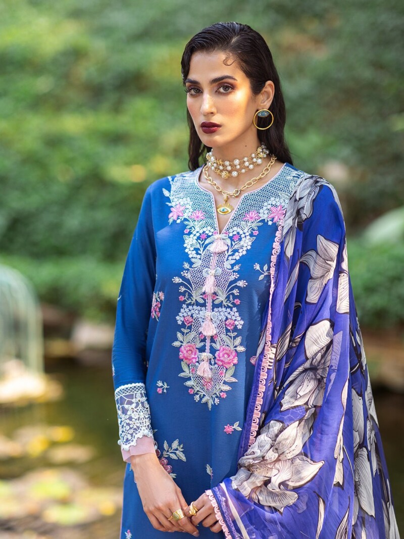 product Roheenaz Dahlia Rnz-07a Bluebell Embroidered Lawn 3pc Suit Collection 2024