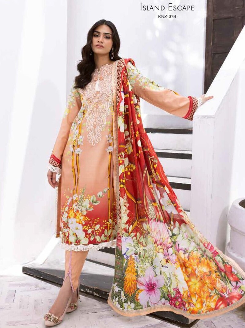 product Roheenaz Leya Rnz-07b Island Escape Printed Lawn 3pc Suit Collection 2024