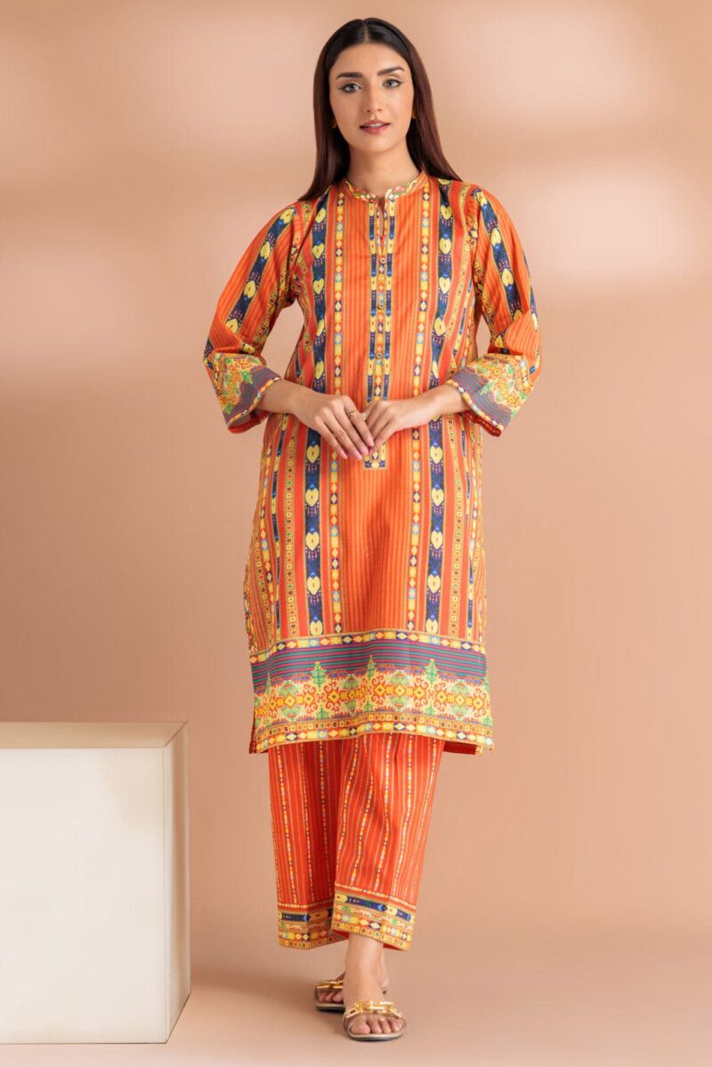 Bonanza Satrangi Orange Lawn 2 Piece Sa2242p01 Co Ord Sets