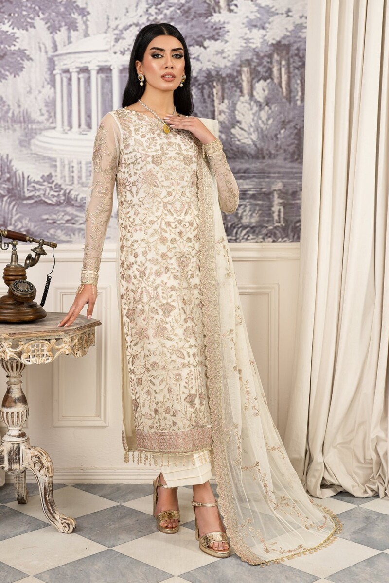 product Zarif Afsanah Zaf 03 Neelam Luxury Embroidered Net 3pc Collection 2024