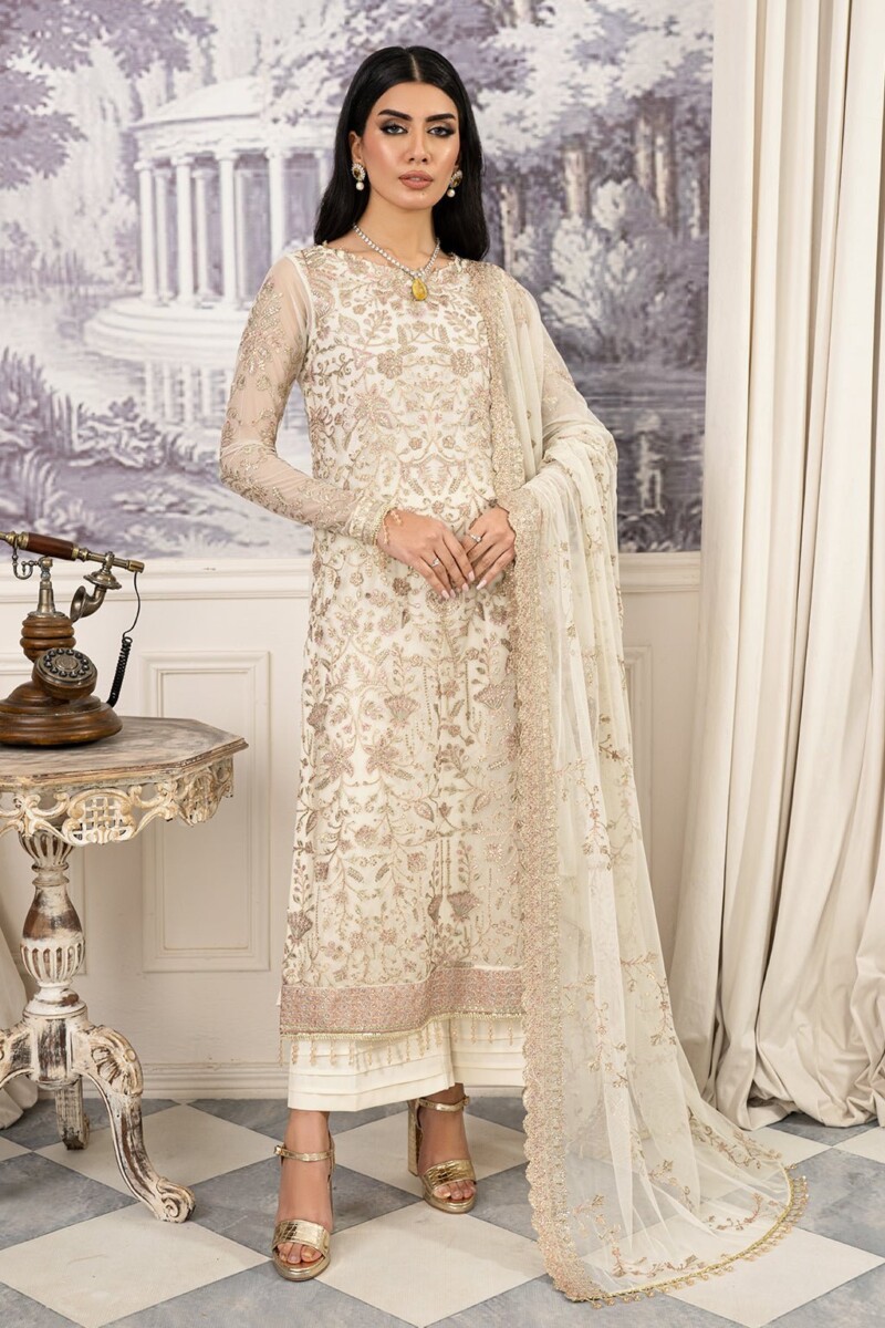 product Zarif Afsanah Zaf 03 Neelam Luxury Embroidered Net 3pc Collection 2024