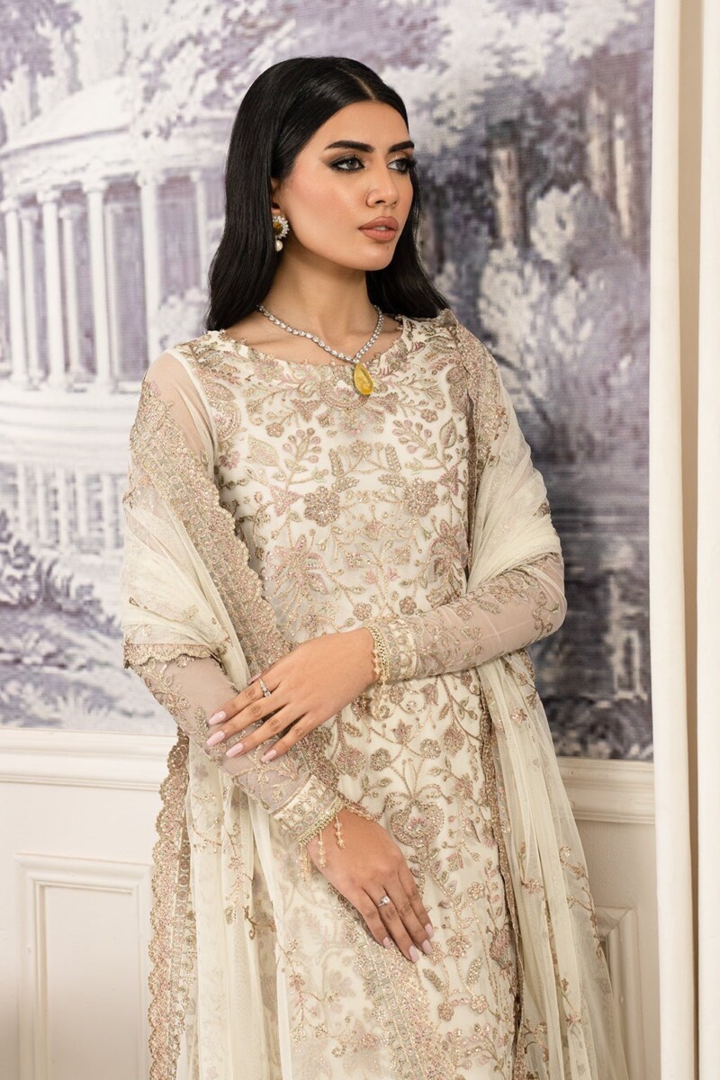 product Zarif Afsanah Zaf 03 Neelam Luxury Embroidered Net 3pc Collection 2024