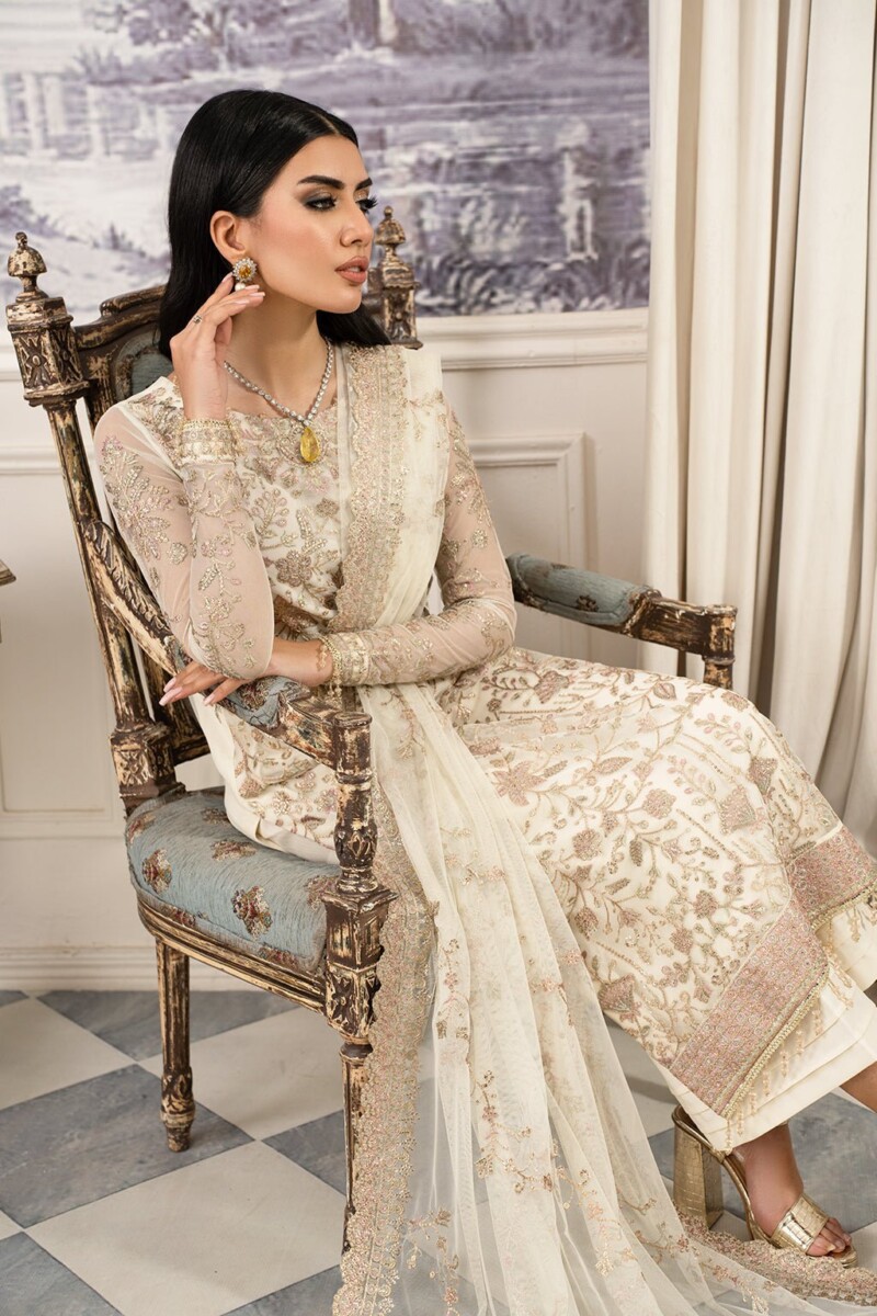 product Zarif Afsanah Zaf 03 Neelam Luxury Embroidered Net 3pc Collection 2024