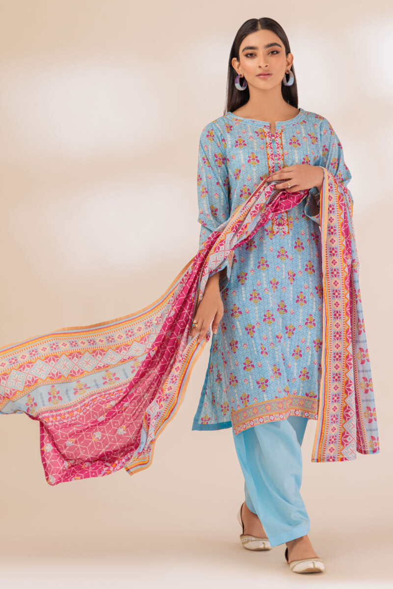 product Bonanza Satrangi Blue Lawn 3 Piece Sas233p100 Summer Collection 24