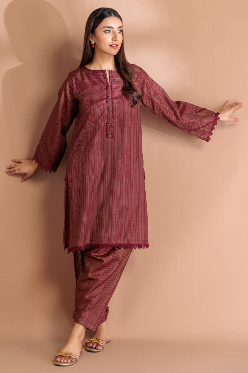 Bonanza Satrangi Maroon Lawn 2 Piece Srls232p50 Co Ord Sets