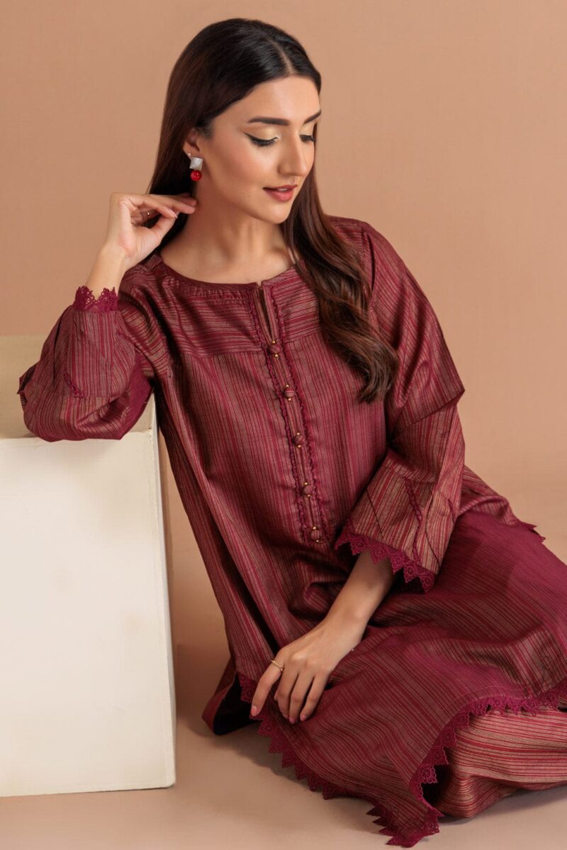 Bonanza Satrangi Maroon Lawn 2 Piece Srls232p50 Co Ord Sets