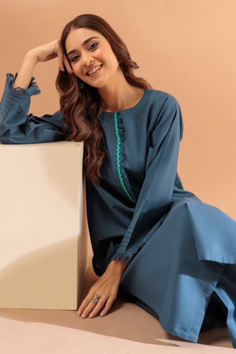 Bonanza Satrangi Teal Cambric 2 Piece Ss1242p05 Co Ord Sets