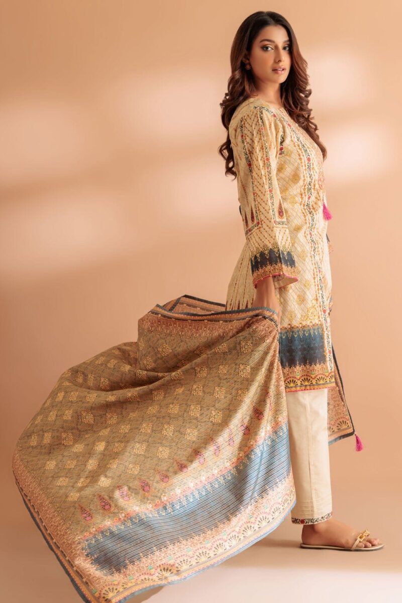 Bonanza Satrangi Beige Lawn 3 Piece Ss1243p08 Summer Collection 24