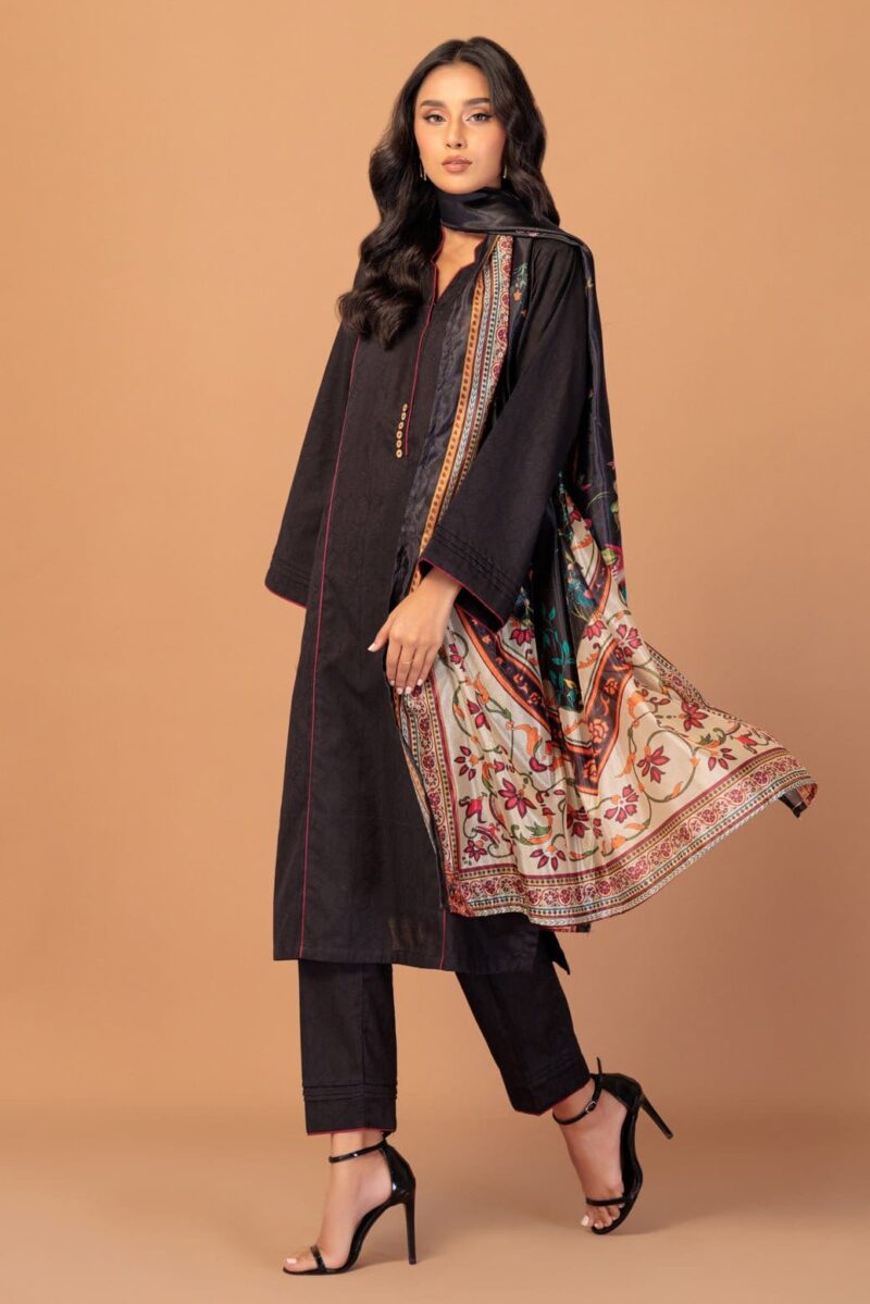 Bonanza Satrangi Black Dobby 3 Piece Ss1243p24 Summer Collection 24