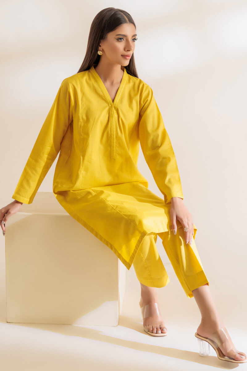 product Bonanza Satrangi Yellow Dobby 2 Piece Ss2242p29 Co Ord Sets