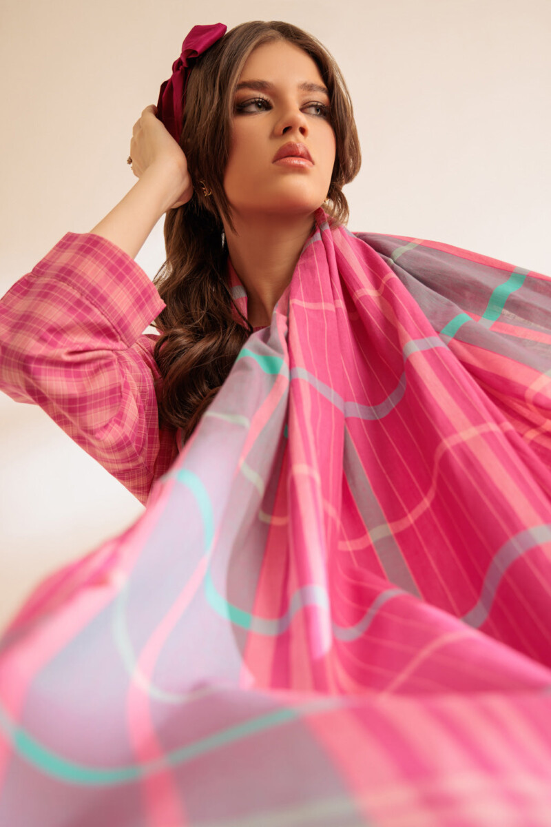 product Bonanza Satrangi Pink Yarn Dyed 3 Piece Ss2243p103 Summer Collection 24