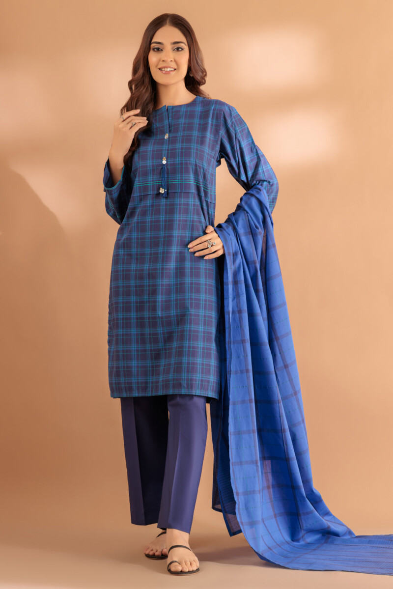 product Bonanza Satrangi Blue Yarn Dyed 3 Piece Ss2243p104 Summer Collection 24