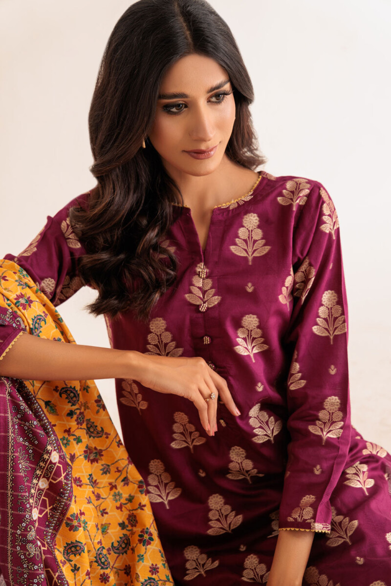 product Bonanza Satrangi Maroon Jacquard 3 Piece Ss2243p26 Summer Collection 24