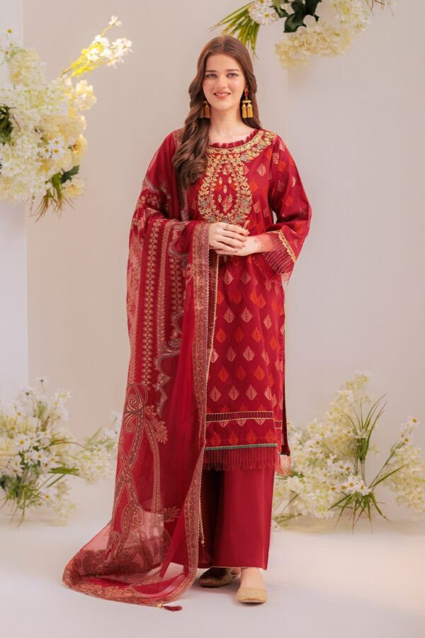 Bonanza Satrangi Maroon Jacquard 3 Piece Ss5243P13 Festive Pret 2024