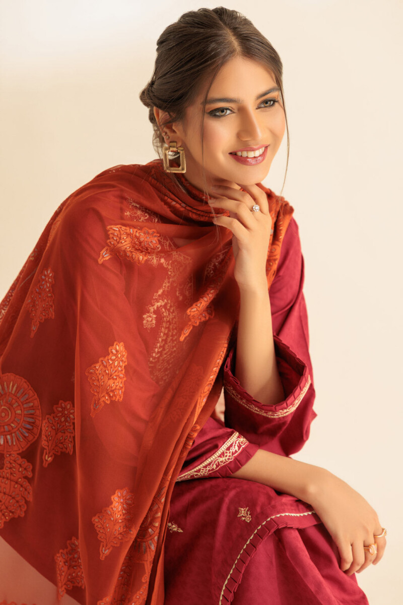 product Bonanza Satrangi Red Jacquard 3 Piece Ss5243p31 Summer Collection 24