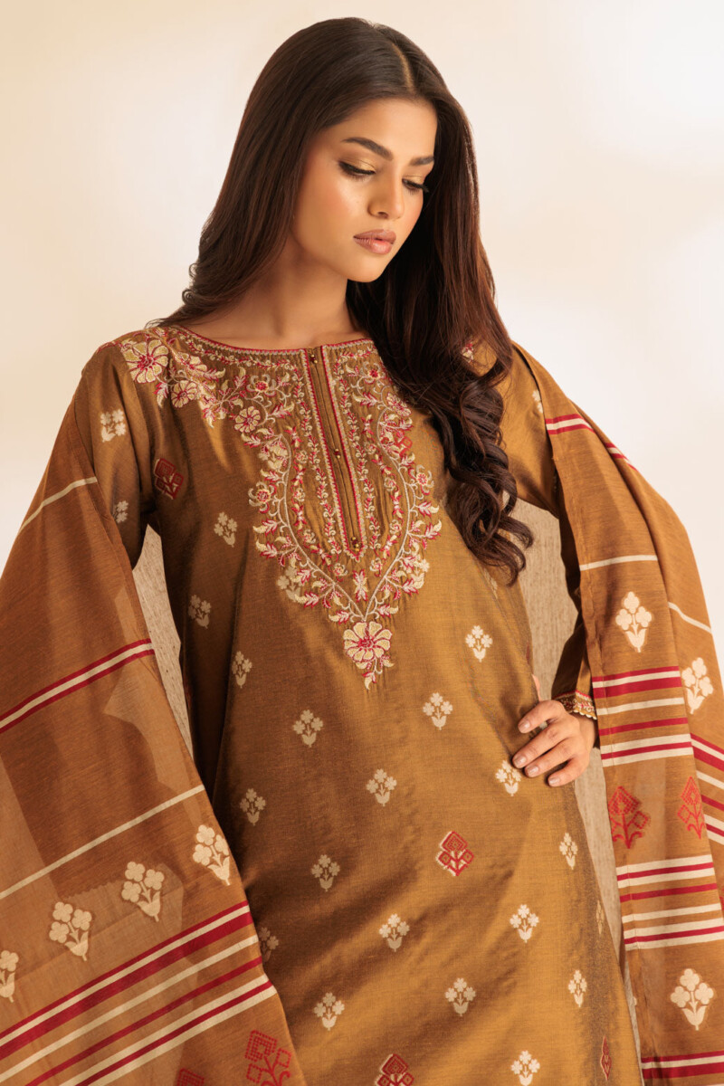 product Bonanza Satrangi Brown Jacquard 3 Piece Ss6243p05 Summer Collection 24