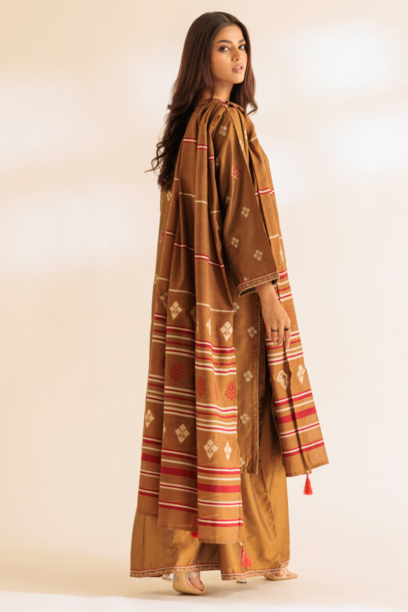 product Bonanza Satrangi Brown Jacquard 3 Piece Ss6243p05 Summer Collection 24