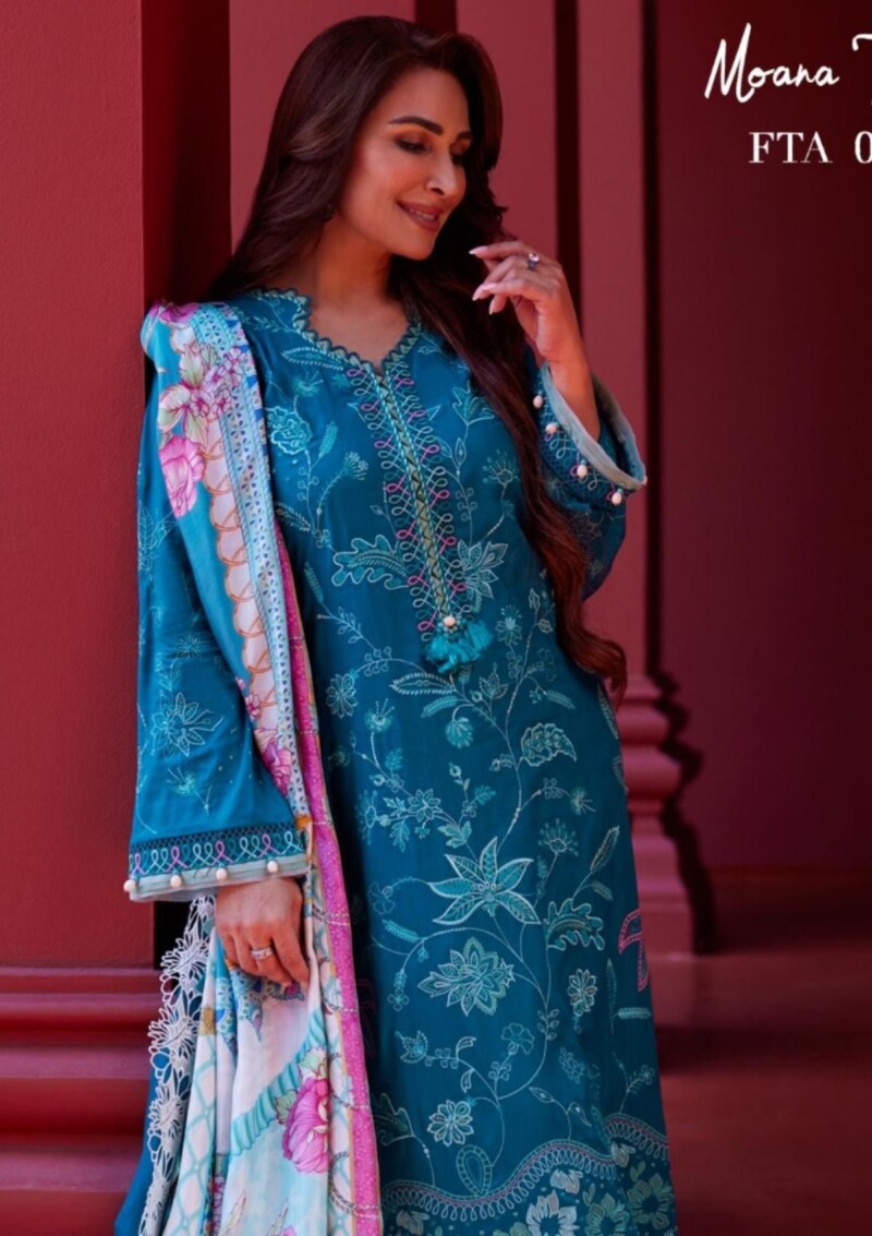 product Farah Talib Aziz Suay Moana Teal Fta-03 Lawn Collection 24