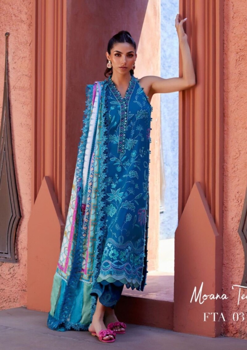 product Farah Talib Aziz Suay Moana Teal Fta-03 Lawn Collection 24