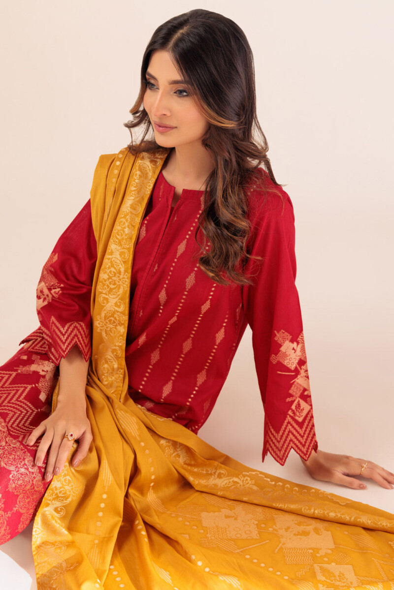 product Bonanza Satrangi Red Jacquard 3 Piece Wj1233p02 Festive Pret 2024